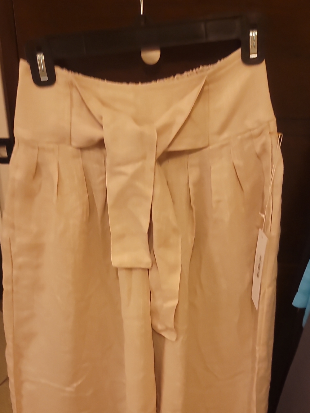 NWT Bishop + young Cream Tie-Front Wide Leg Pants SIZE XS